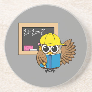 Cute School Student Owl Cartoon Coaster