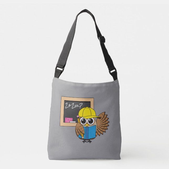 Cute School Student Owl Cartoon Crossbody Bag (Front)