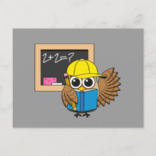 Cute School Student Owl Cartoon Holiday Postcard