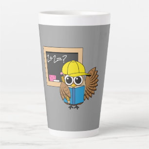 Cute School Student Owl Cartoon Latte Mug