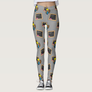 Cute School Student Owl Cartoon Leggings
