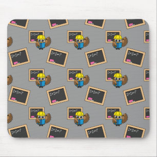 Cute School Student Owl Cartoon Mouse Mat