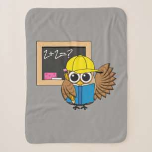 Cute School Student Owl Cartoon Sherpa Blanket