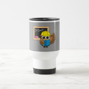 Cute School Student Owl Cartoon Travel Mug