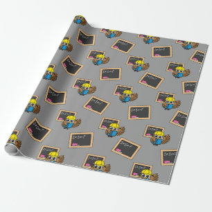Cute School Student Owl Cartoon Wrapping Paper
