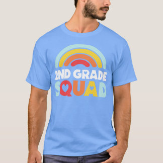 Cute School Teacher 2nd Grade Squad with Retro Rai T-Shirt