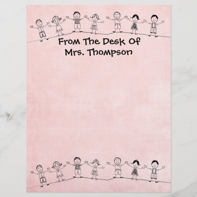 Cute School Teacher Letterhead Stationery (Front)