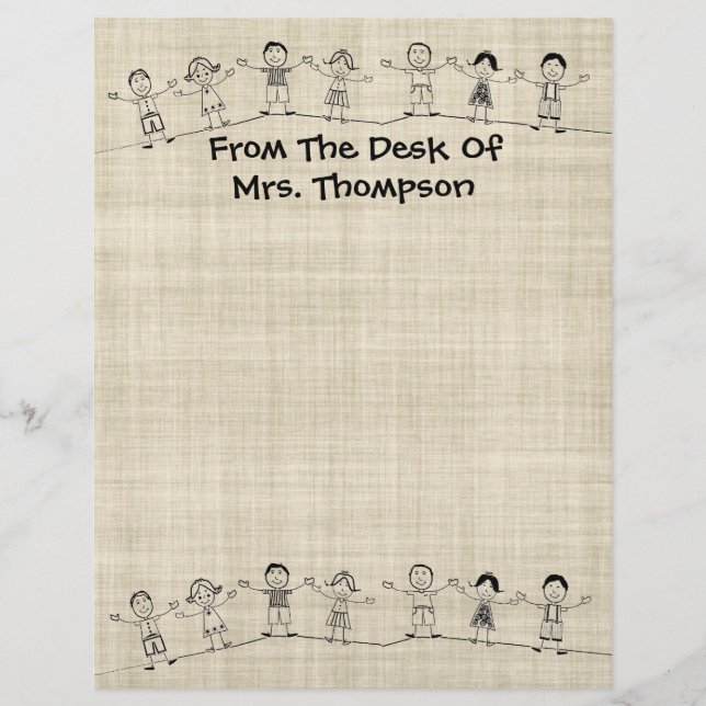 Cute School Teacher Letterhead Stationery (Front)