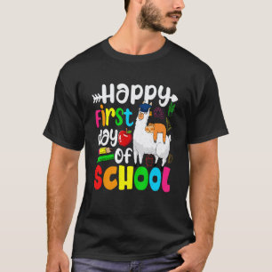 Cute School Teacher Llama Happy First Day Of Schoo T-Shirt