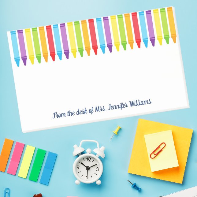 Cute School Teacher Rainbow Crayon Custom Post-it Notes (Creator Uploaded)