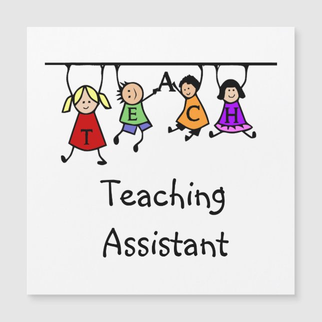 Cute School Teaching Assistant with  Kids Cartoon (Front)