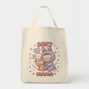 Cute Sci-Fi Mama and Baby Astronaut Design Tote Bag