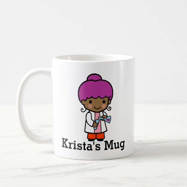 Cute Scientist / Chemist Girl with Flask Coffee Mug (Left)
