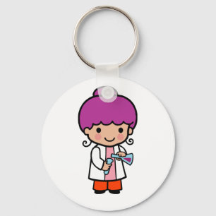 Cute Scientist / Chemist Girl with Flask Key Ring