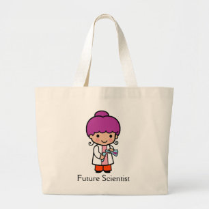 Cute Scientist / Chemist Girl with Flask Large Tot Tote Bag