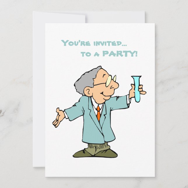 Cute Scientist in Lab Coat Invitation (Front)