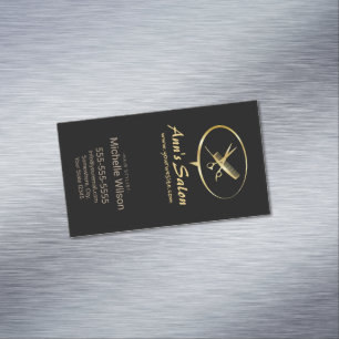 Cute Scissors Comb Logo Makeup Beauty Hair Salon Magnetic Business Card