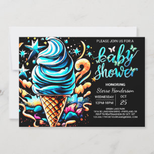 Cute Scoop Ice Cream Boy Baby Shower Invitation