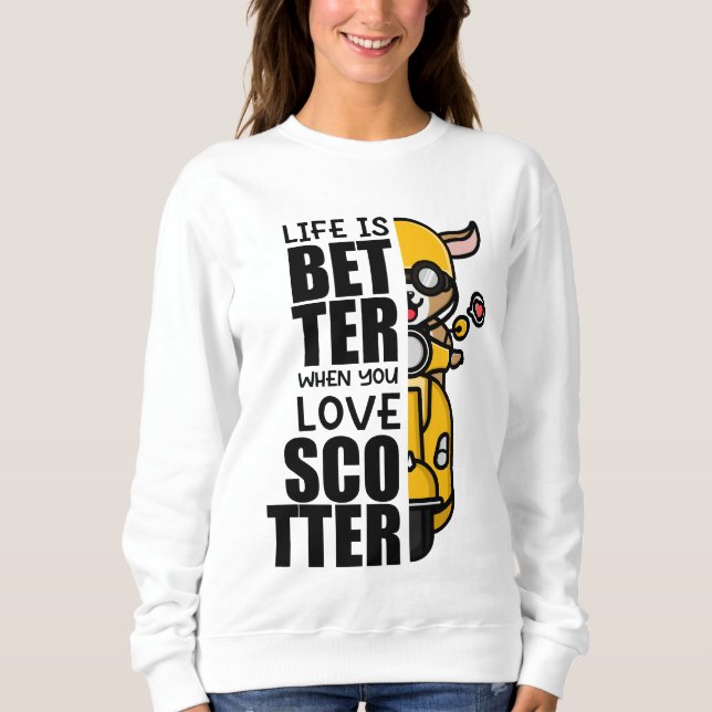 Cute Scooter Goat Design Sweatshirt (Front)