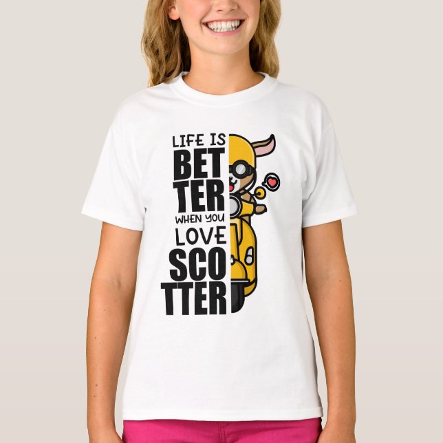 Cute Scooter Goat Design T-Shirt (Front)