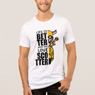Cute Scooter Goat Design Tri-Blend Shirt