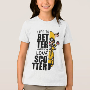 Cute Scooter Goat Design Tri-Blend Shirt