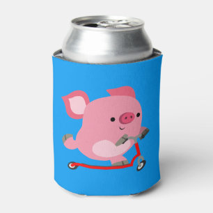 Cute Scooter-Riding Cartoon Pig Can Cooler