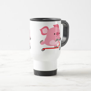 Cute Scooter-Riding Cartoon Pig Commuter Mug