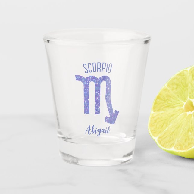 Cute Scorpio Astrology Sign Personalised Shot Glass (Front)