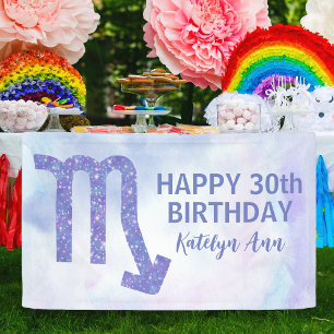 Cute Scorpio Custom Purple Happy Birthday Banner