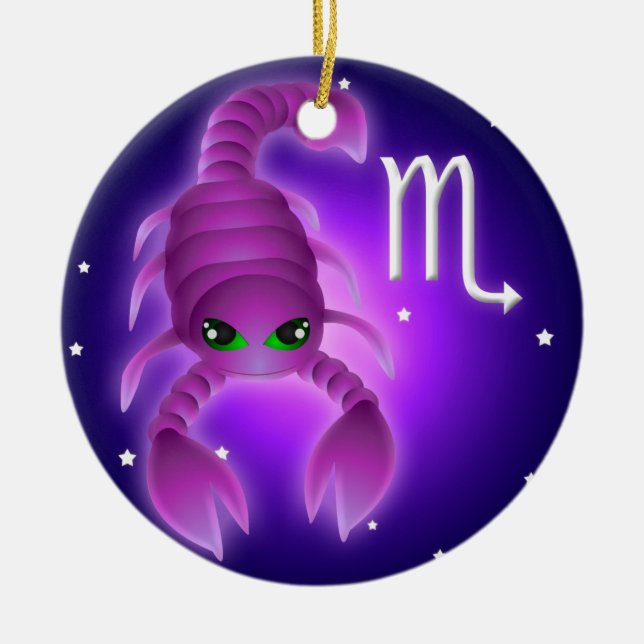 Cute Scorpio Zodiac Ceramic Tree Decoration (Front)