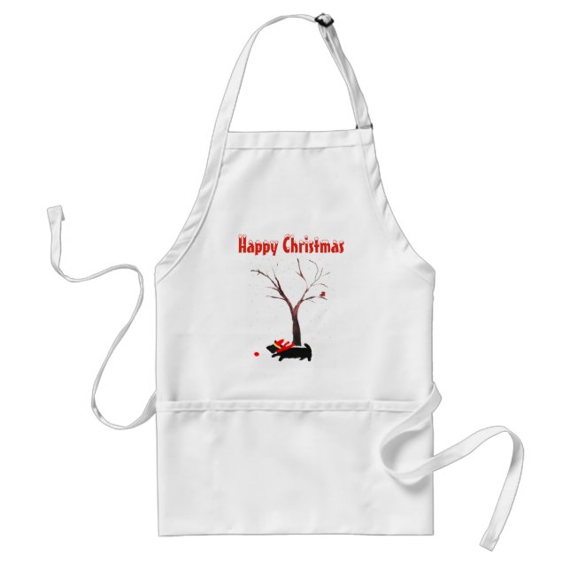 Cute Scottie Dog Christmas Standard Apron (Front)