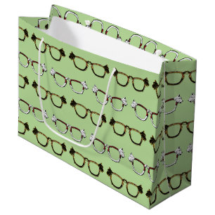 Cute Scottie Eyeglasses Pattern Large Gift Bag