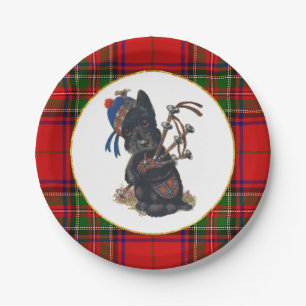 Cute Scottie Playing Bagpipes Paper Plate