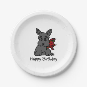 Cute Scottie Puppy Personalise Paper Plate