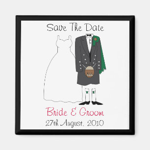 Cute Scottish Bride & Groom Save The Date Magnet