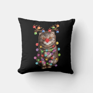 Cute Scottish Fold Cat Funny Xmas Holiday Gift Cushion