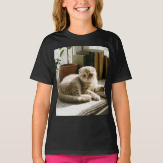 Cute Scottish Fold Cat T Shirt For Girls Cosy Kitt