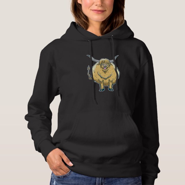 Cute Scottish Highland Cattle Breeders Farmer Farm Hoodie (Front)