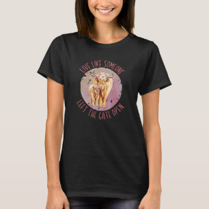 Cute Scottish Highland Cow Calf Spring Farm Animal T-Shirt