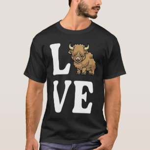 Cute Scottish Highland Cow Farm Girl Country Rode T-Shirt
