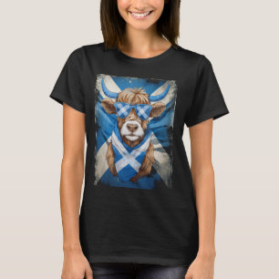 Cute Scottish Highland Cow Scotland Flag T-Shirt