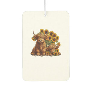 Cute Scottish Highland Cow Sunflower Mothers Day F Car Air Freshener
