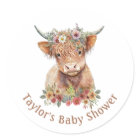 Cute Scottish Highland Cow Watercolor Pink Peach C