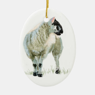 Cute Scottish Lamb Ceramic Tree Decoration