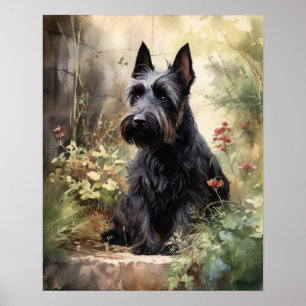 Cute Scottish Terrier Dog Art Print Poster