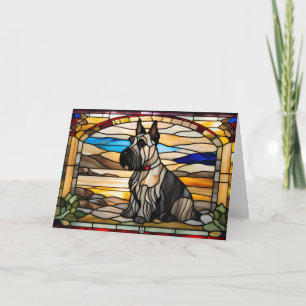Cute Scottish Terrier Stained Glass Card