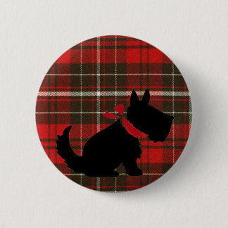 Cute Scotty Dog & Red Tartan 6 Cm Round Badge