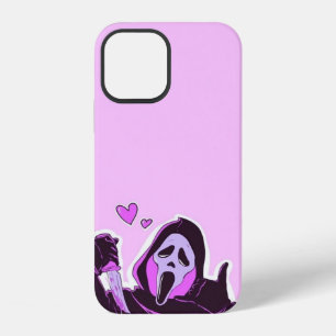 Cute Scream Mask on Pink Background iPhone 12 Case