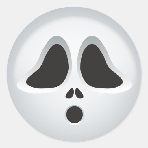 cute scremaing ghost halloween emoji round sticker | Zazzle